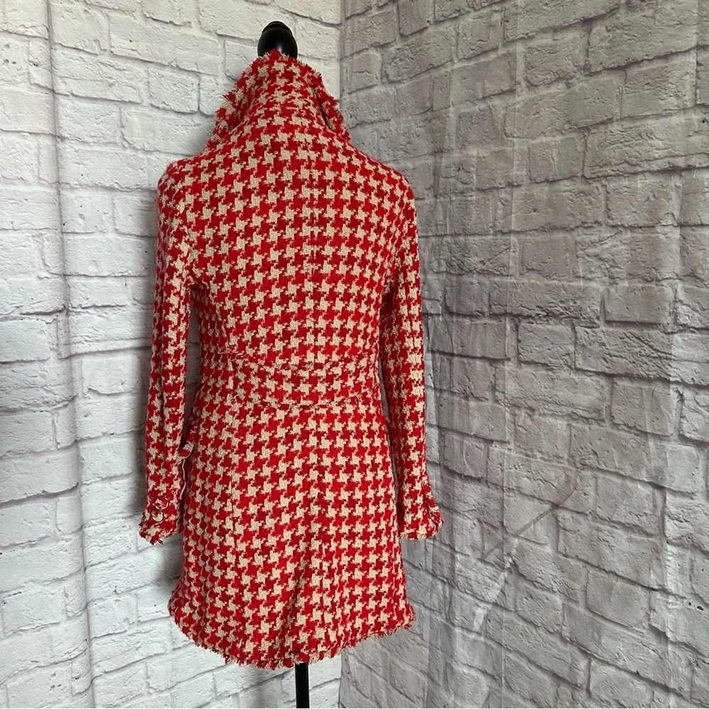 Zara textured houndstooth coat red - Picture 8 of 14